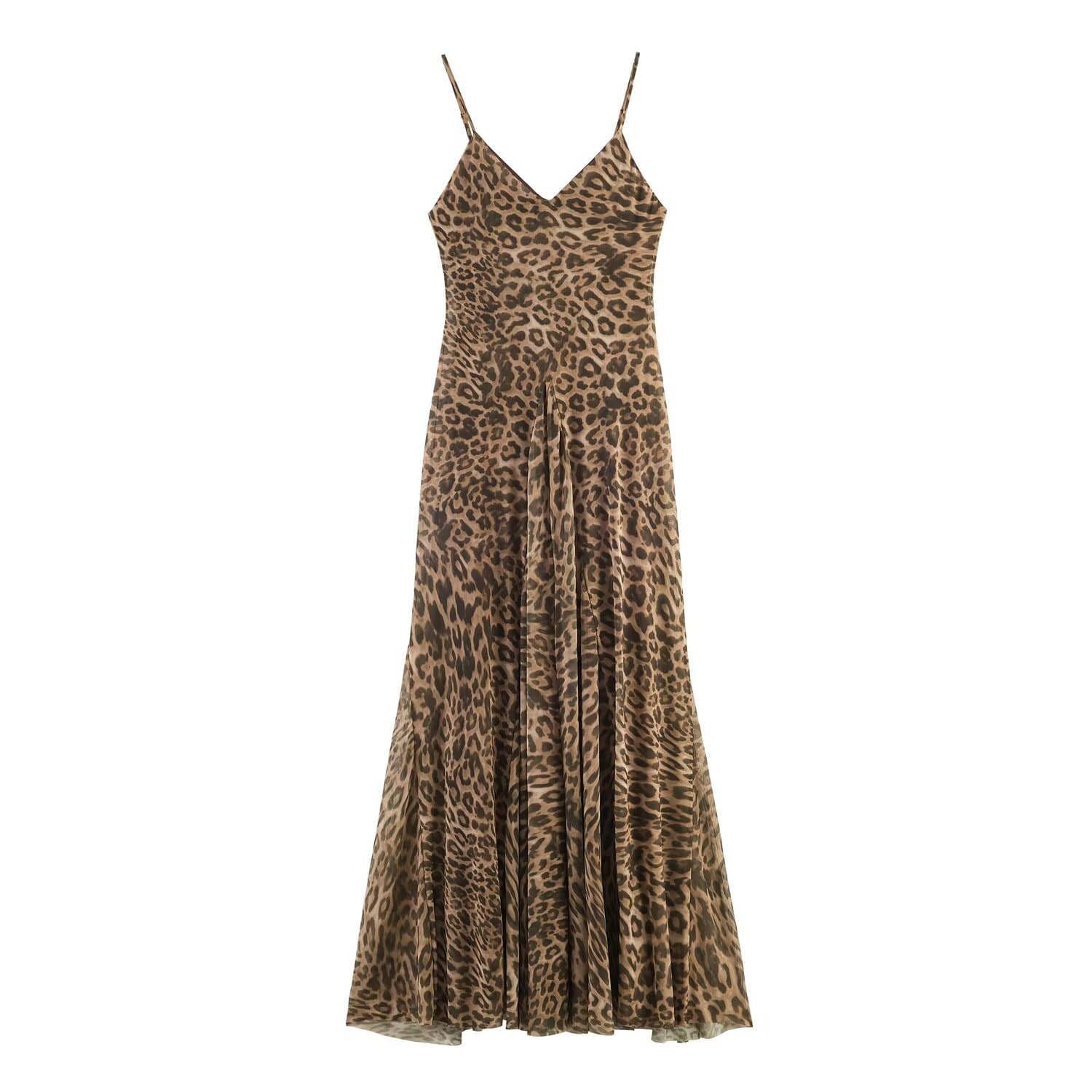 Animal Print Silk Mesh Suspender Dress — alternate view