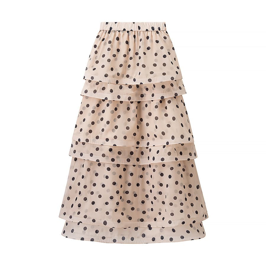 Chiffon Ruffle Edge Polka Dot Cake Skirt For Women