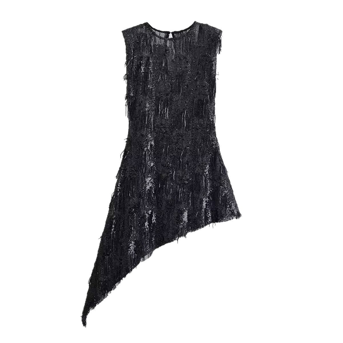 Asymmetric Pearl Embellishment Dress — alternate view