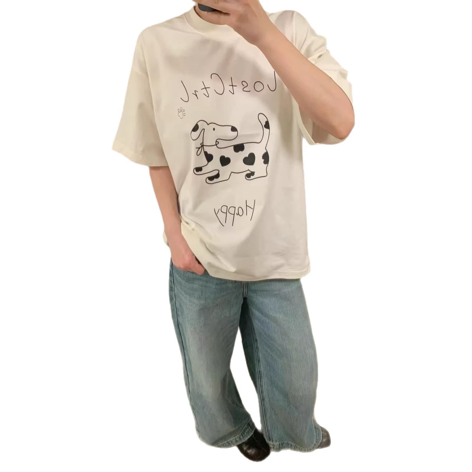 Abstract Dog Print Cotton Short Sleeve T — alternate view