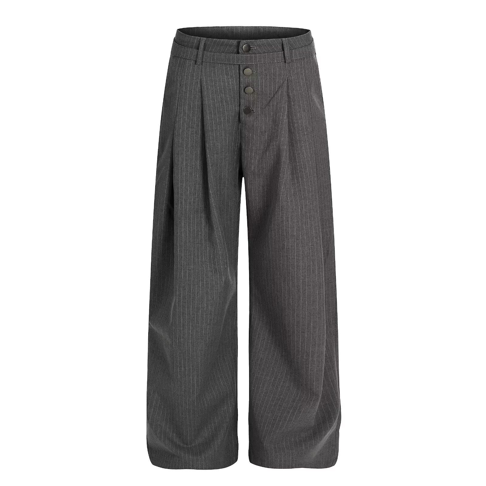 Classic Vintage Stripe Trousers With Pleated Casual Pants — alternate view