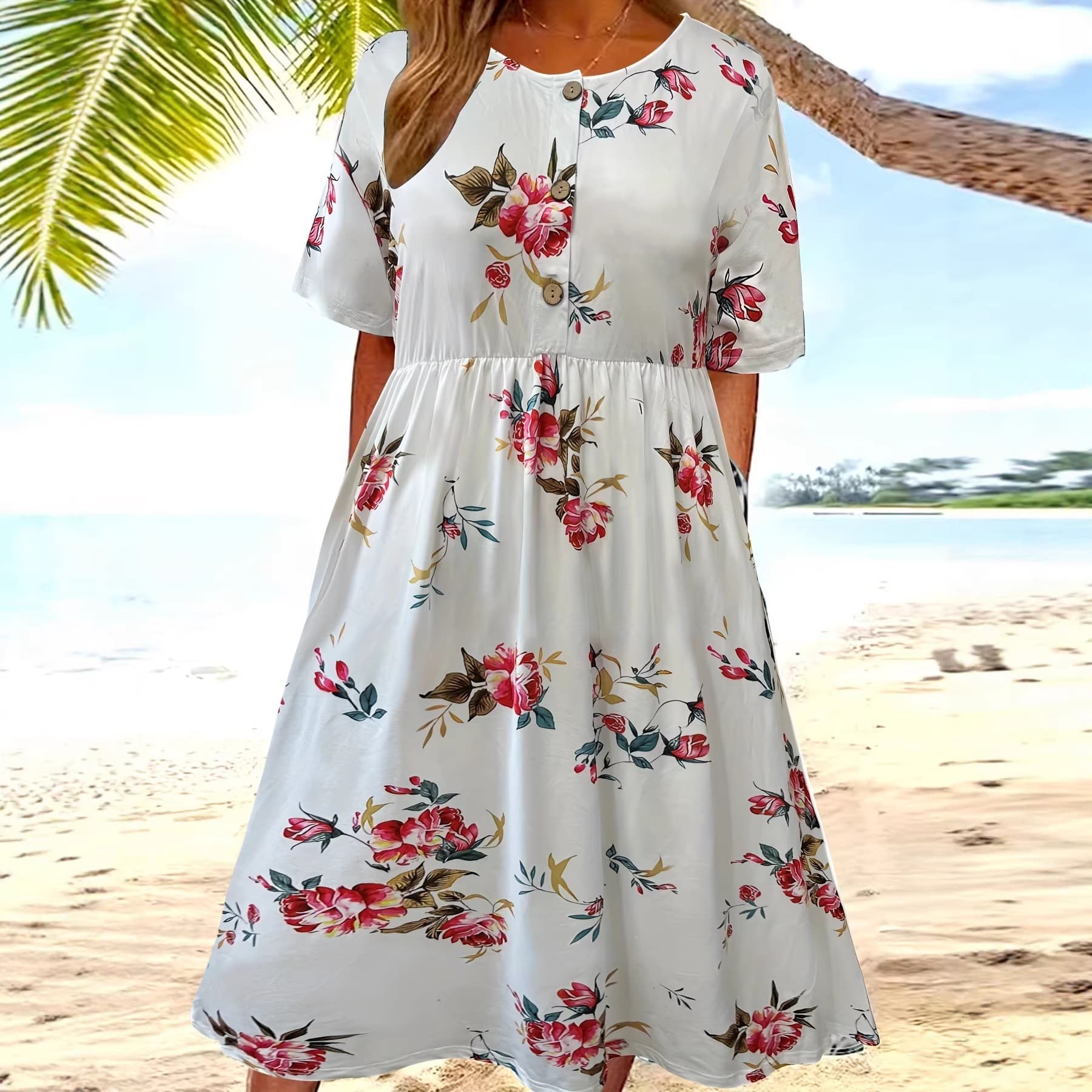 Floral Print Dress Women Summer Fashion Loose A