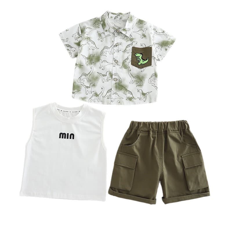 Tie Dye Dinosaur Shirt Three Piece Set — alternate view