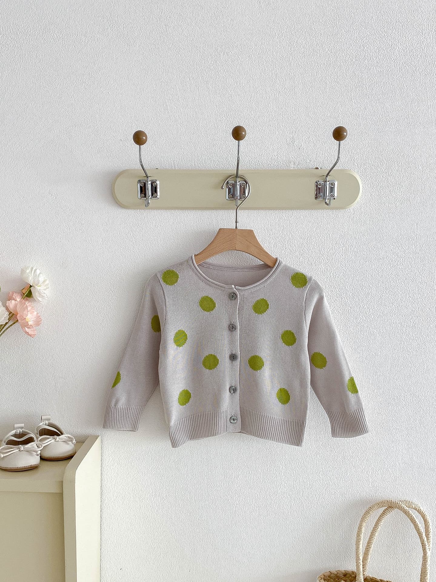 Baby Boy Girl Large Polka Dot Air Conditioning Cardigan, Girls' Spring Summer New Knit Sun Protection Coat Outerwear — alternate view