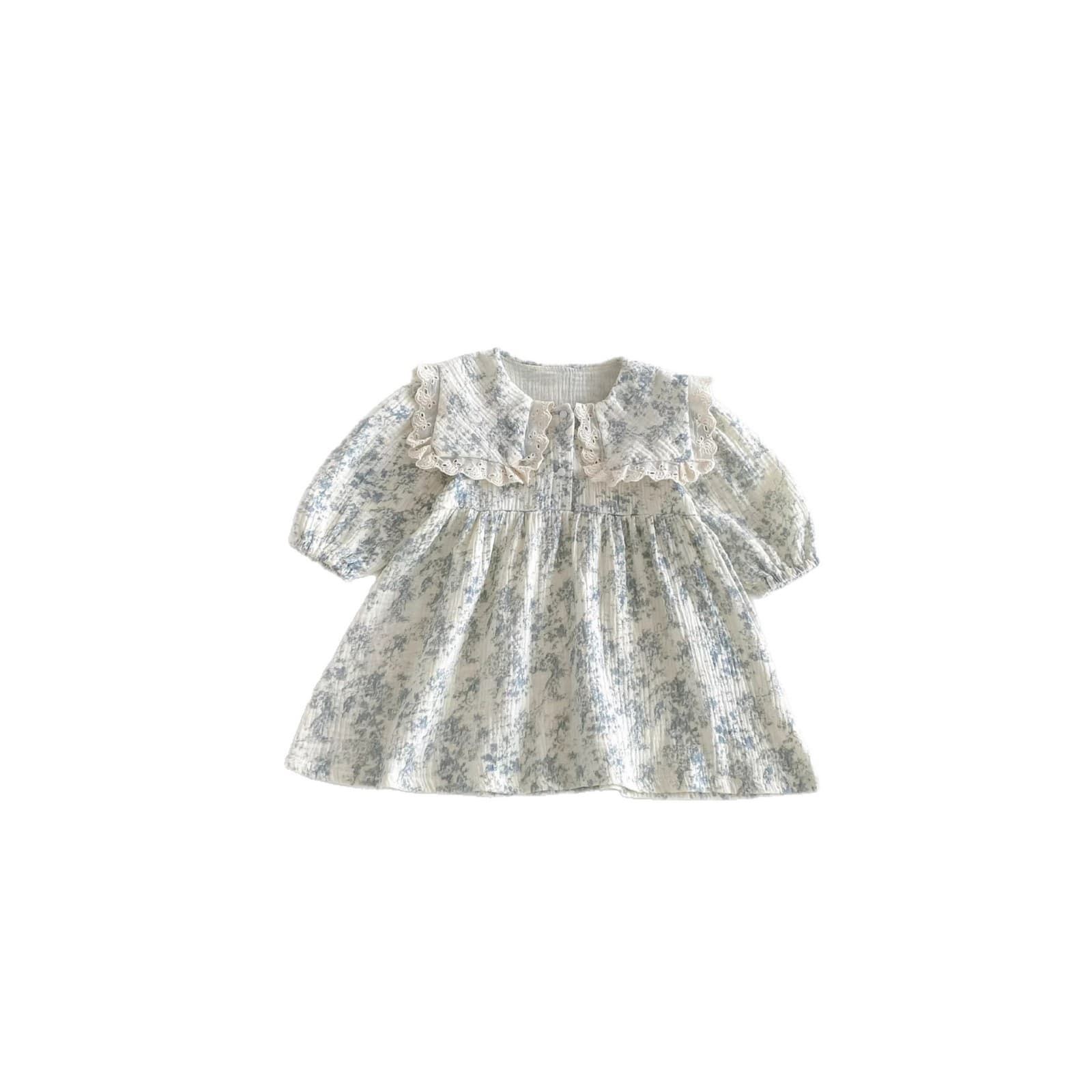 Children's Clothing Fashion Floral Peter Pan Collar Long Sleeve Shirt Dress For Girls — alternate view